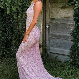 SHERRI HILLPINK BEADED/SEQUIN PROM DRESS